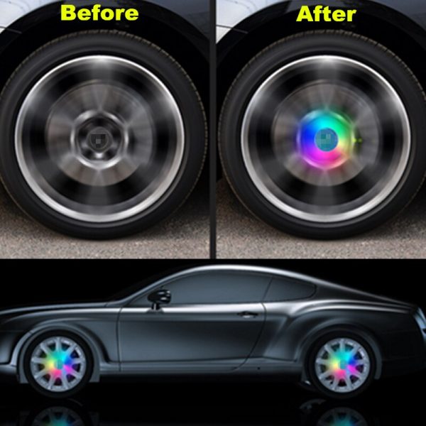 4X Car Colorful Luminous Tires Wheel Hub Lamp Center Cover TRIM Accessories - Image 4